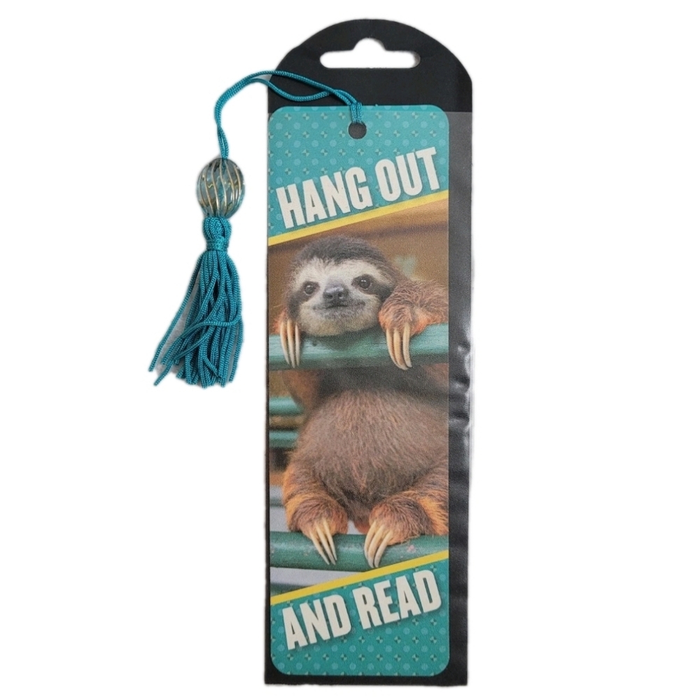 2015 Sloth Bookmark Ruler Tassel & Bead Hang Out Read Peter Pauper #7094 Goodall